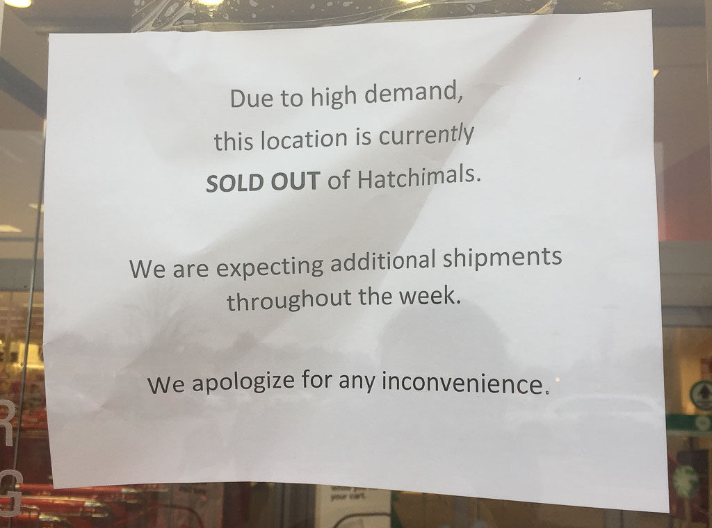 Hatchimals sign